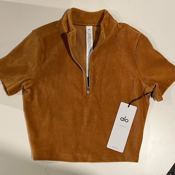 Alo- Toffee colour/Micro Corduroy Winter Break Mock Neck/XS - Picture 2 of 5